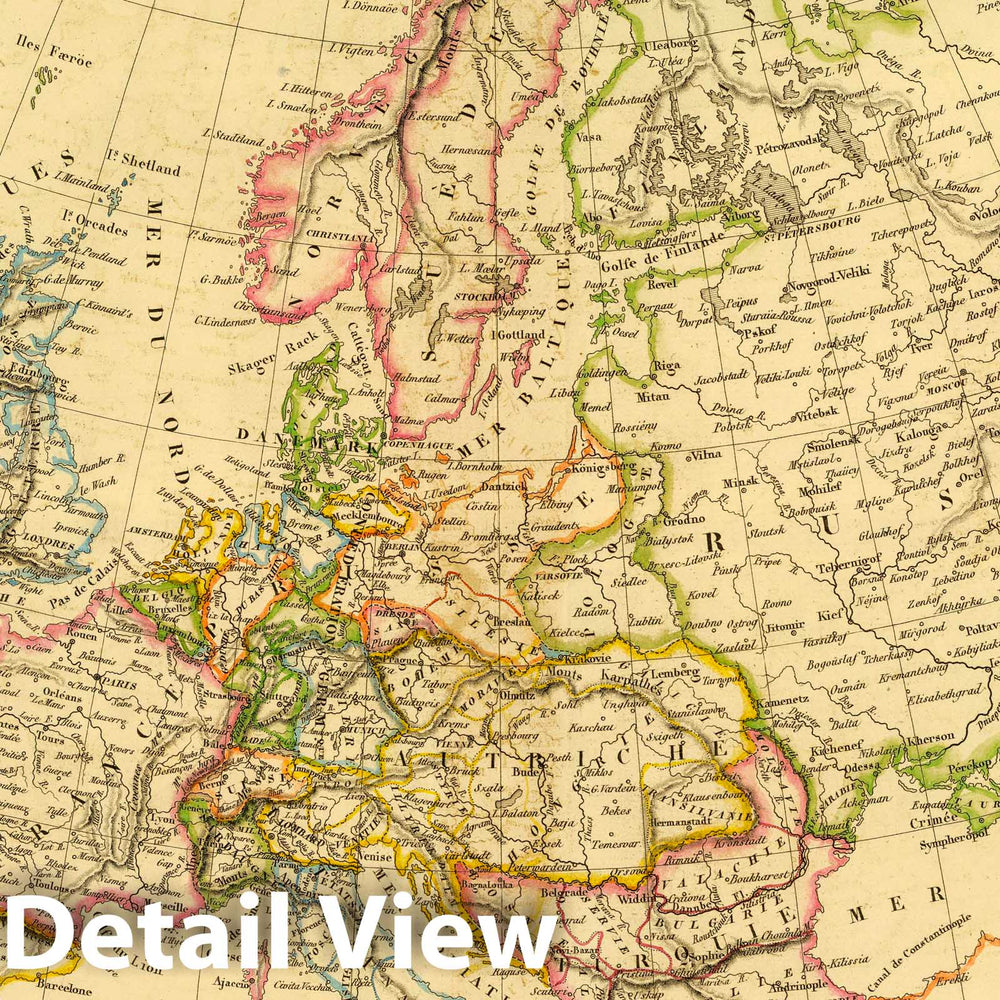 Historic Wall Map : 1837 Europe. v2 - Vintage Wall Art