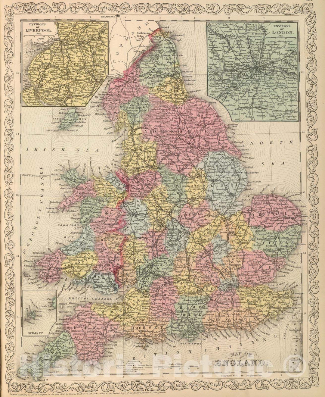 Historic Map : 1859 England. v2 - Vintage Wall Art