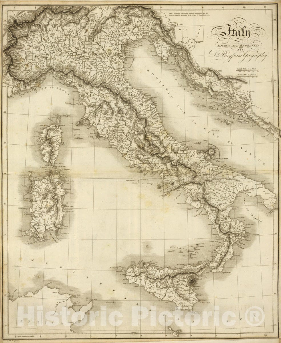 Historic Map : 1814 Italy. - Vintage Wall Art