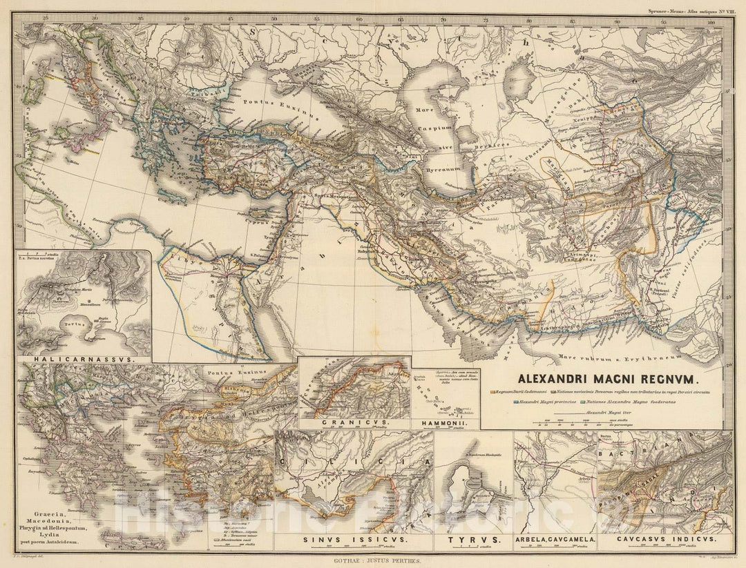 Historic Map : Greece; Pakistan, Middle East, Eastern Hemisphere 1865 Alexandri Magni Regnum. , Vintage Wall Art