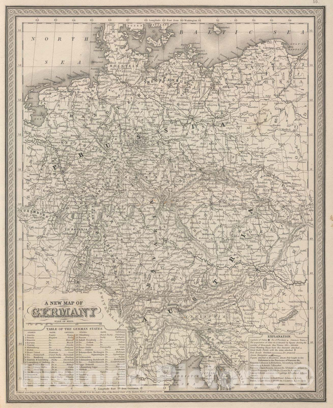 Historic Map : 1848 Germany. v1 - Vintage Wall Art