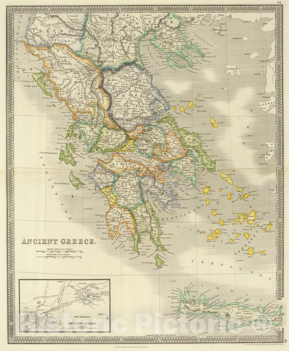 Historic Map : 1844 Ancient Greece. - Vintage Wall Art