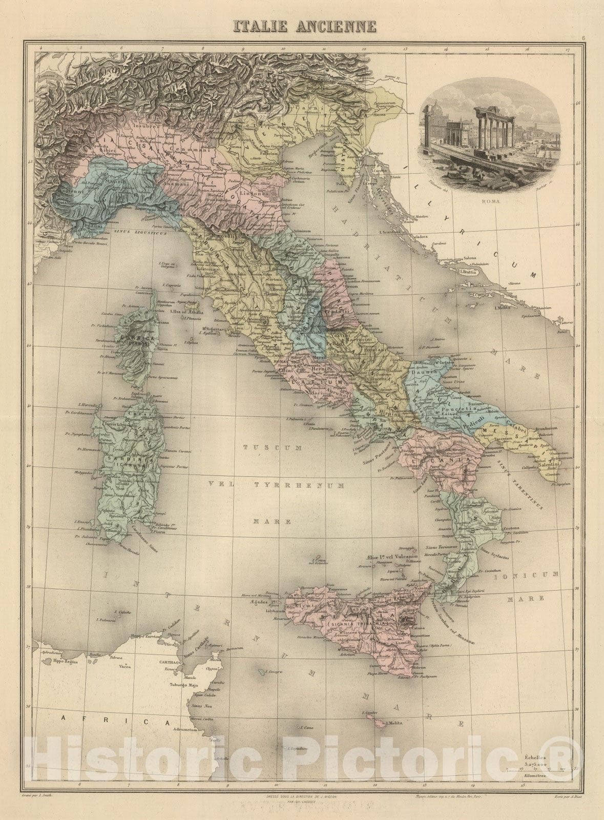 Historic Map : Italy, 1892 Italie ancienne. , Vintage Wall Art