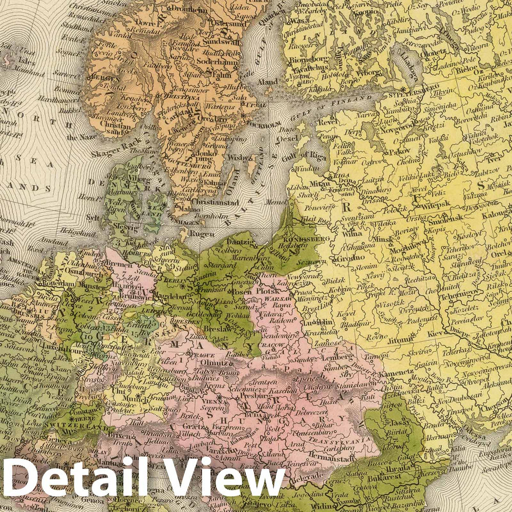 Historic Map : 1845 Europe. v1 - Vintage Wall Art