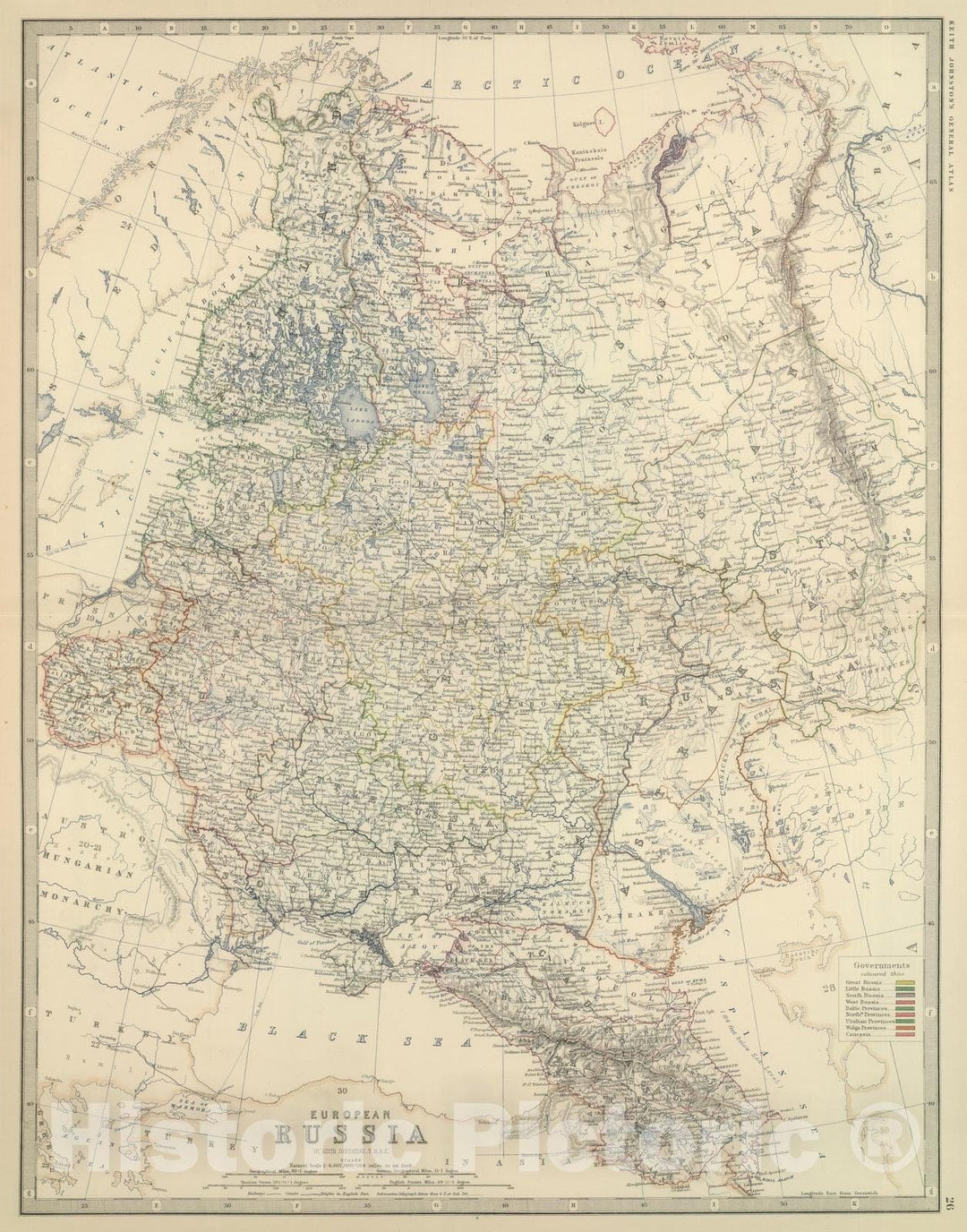 Historic Map : 1879 European Russia. v2 - Vintage Wall Art