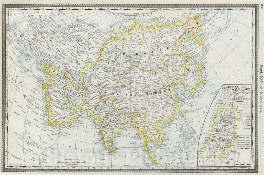 Historic Map : National Atlas - 1889 Asia. - Vintage Wall Art