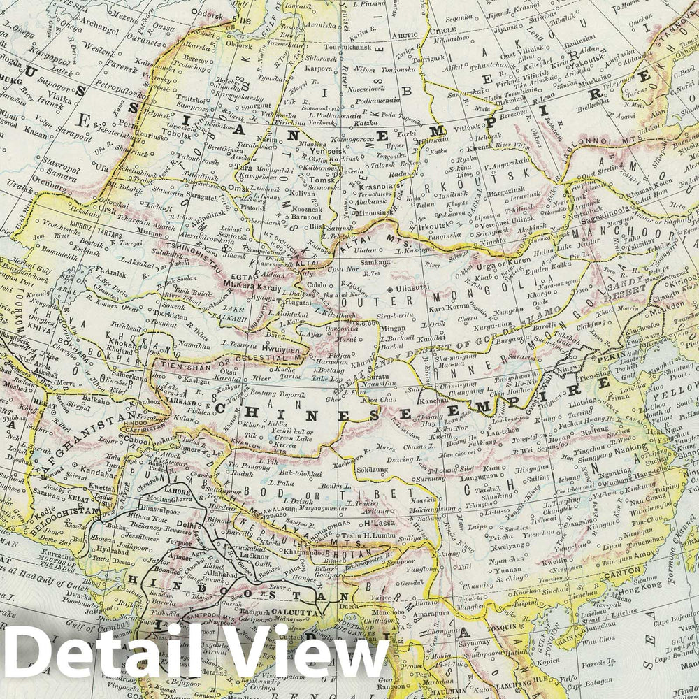 Historic Map : National Atlas - 1889 Asia. - Vintage Wall Art