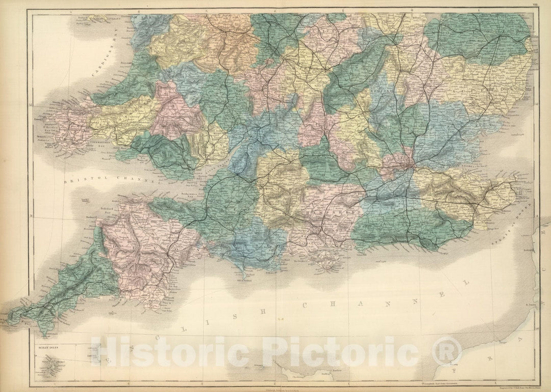 Historic Map : 1854 England and Wales. v2 - Vintage Wall Art