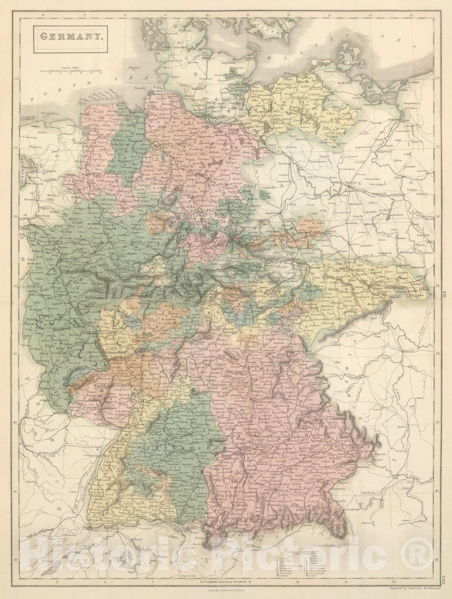 Historic Map : 1854 Germany. - Vintage Wall Art