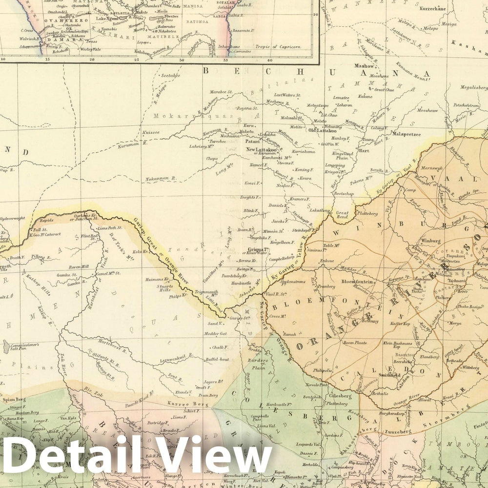 Historic Map : 1854 South Africa. - Vintage Wall Art