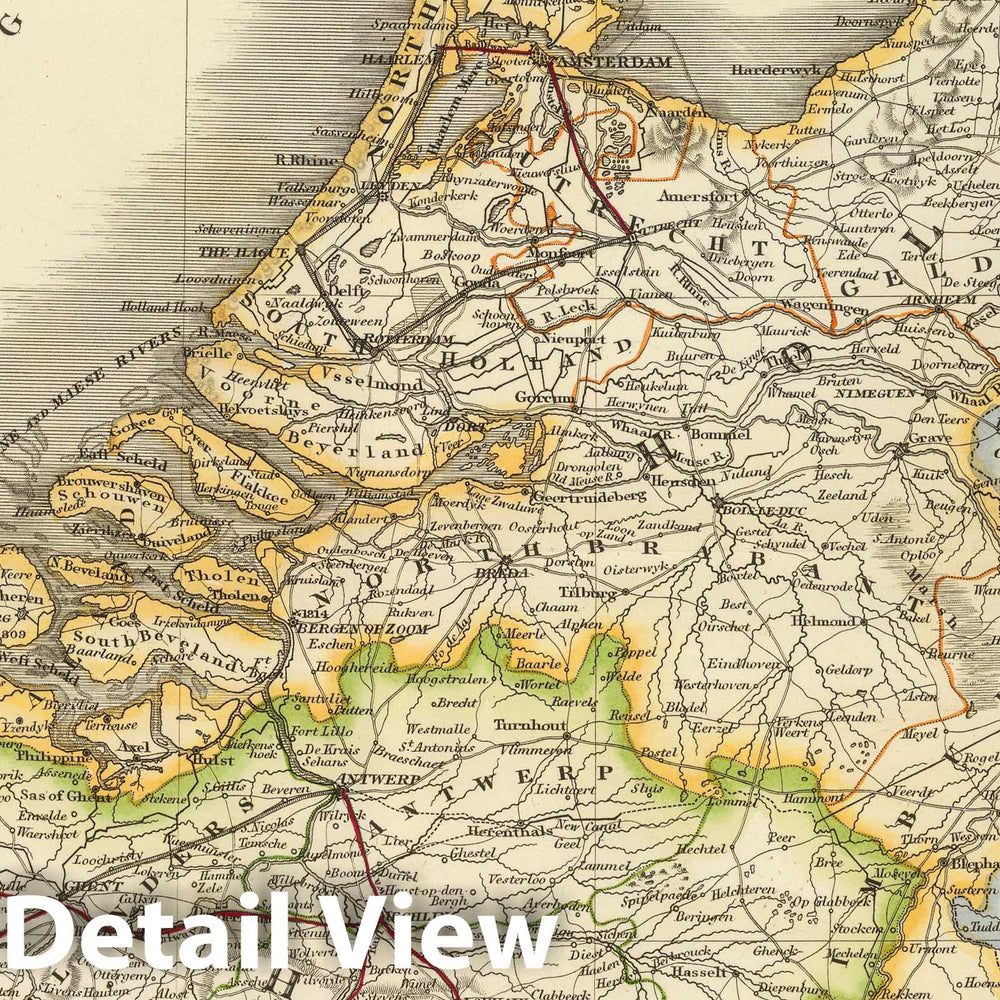 Historic Map : 1844 Netherlands. - Vintage Wall Art