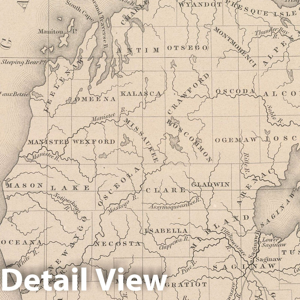 Historic Map : 1848 Michigan. v1 - Vintage Wall Art