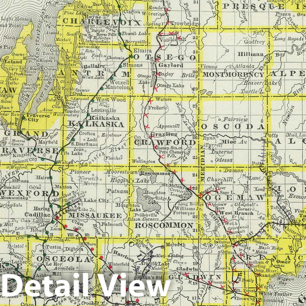 Historic Map : National Atlas - 1889 Michigan. - Vintage Wall Art