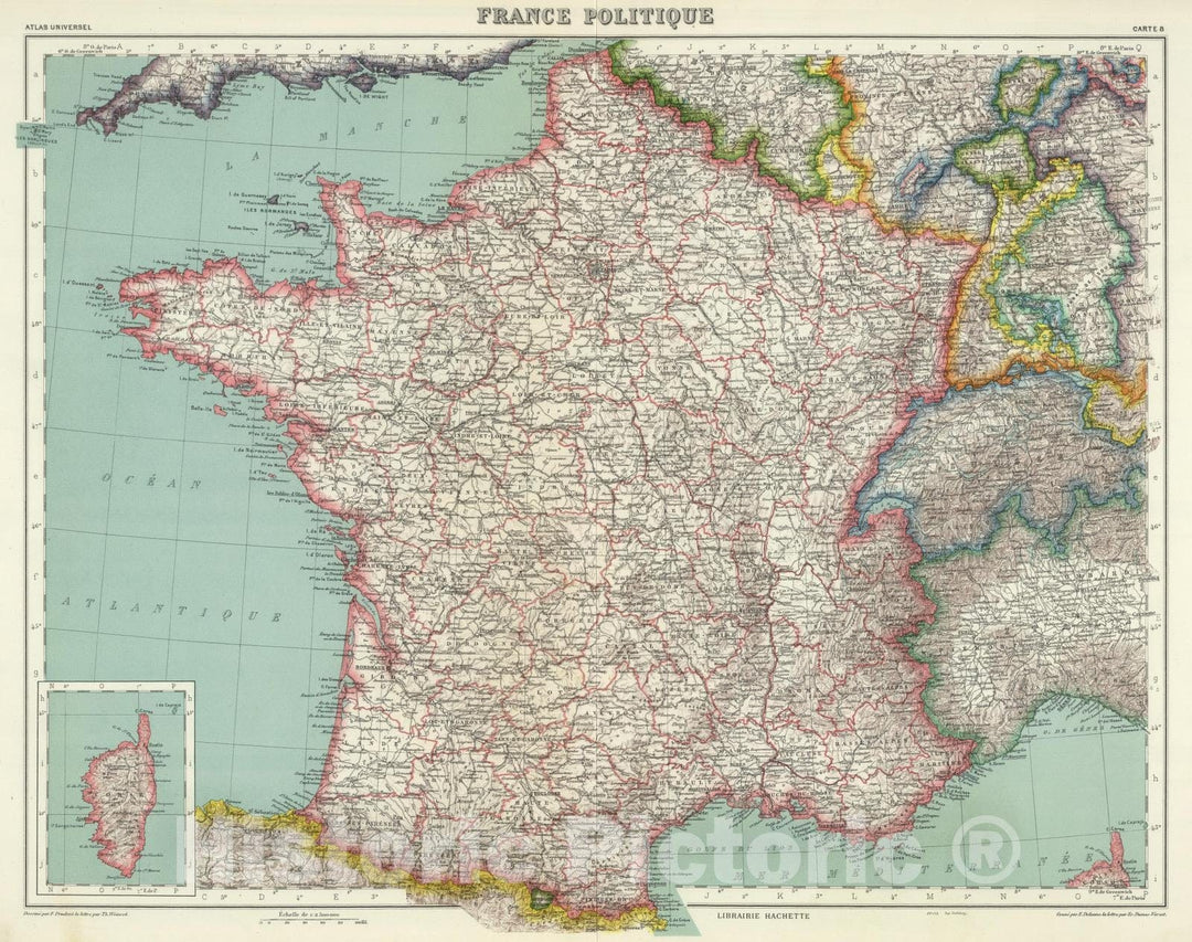 Historic Map : France, 1935 France Politique. , Vintage Wall Art