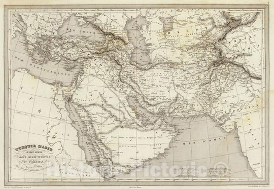 Historic Map : Saudi Arabia; Turkey, Middle East 1837 Turquie D'Asie, Arabie, Perse. , Vintage Wall Art