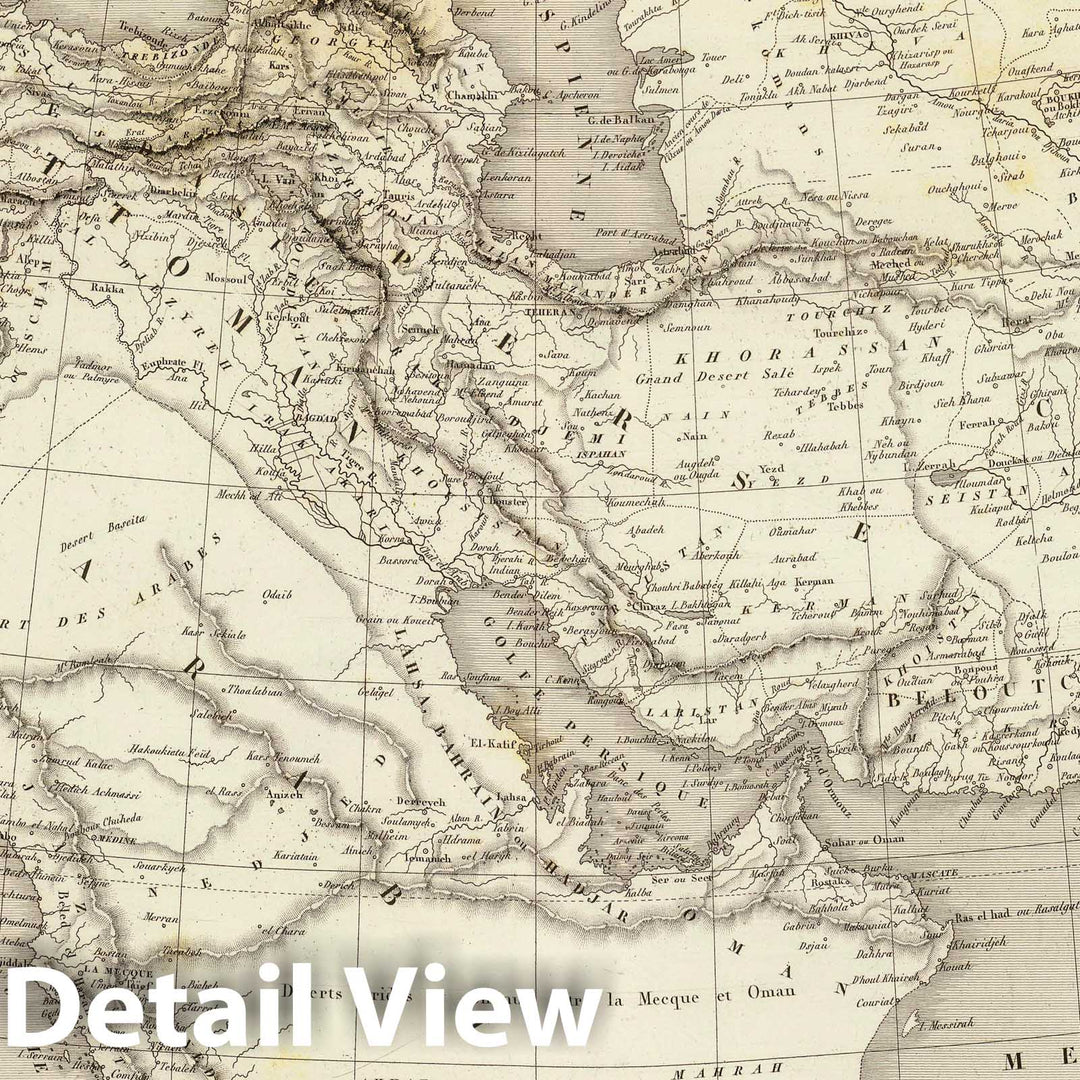 Historic Map : Saudi Arabia; Turkey, Middle East 1837 Turquie D'Asie, Arabie, Perse. , Vintage Wall Art