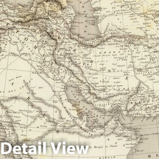 Historic Map : Saudi Arabia; Turkey, Middle East 1837 Turquie D'Asie, Arabie, Perse. , Vintage Wall Art