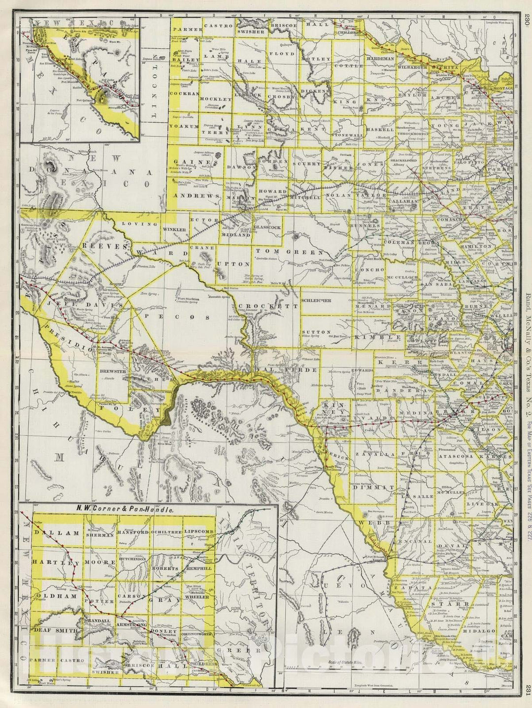 Historic Map : National Atlas - 1888 Western Texas. - Vintage Wall Art