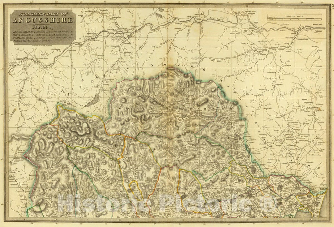 Historic Map : Scotland, 1832 Angusshire N. , Vintage Wall Art