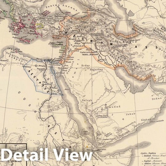 Historic Map : Egypt, Middle East, Eastern Hemisphere; World 1865 Orbis terrarum regni Assyrii tempore. , Vintage Wall Art