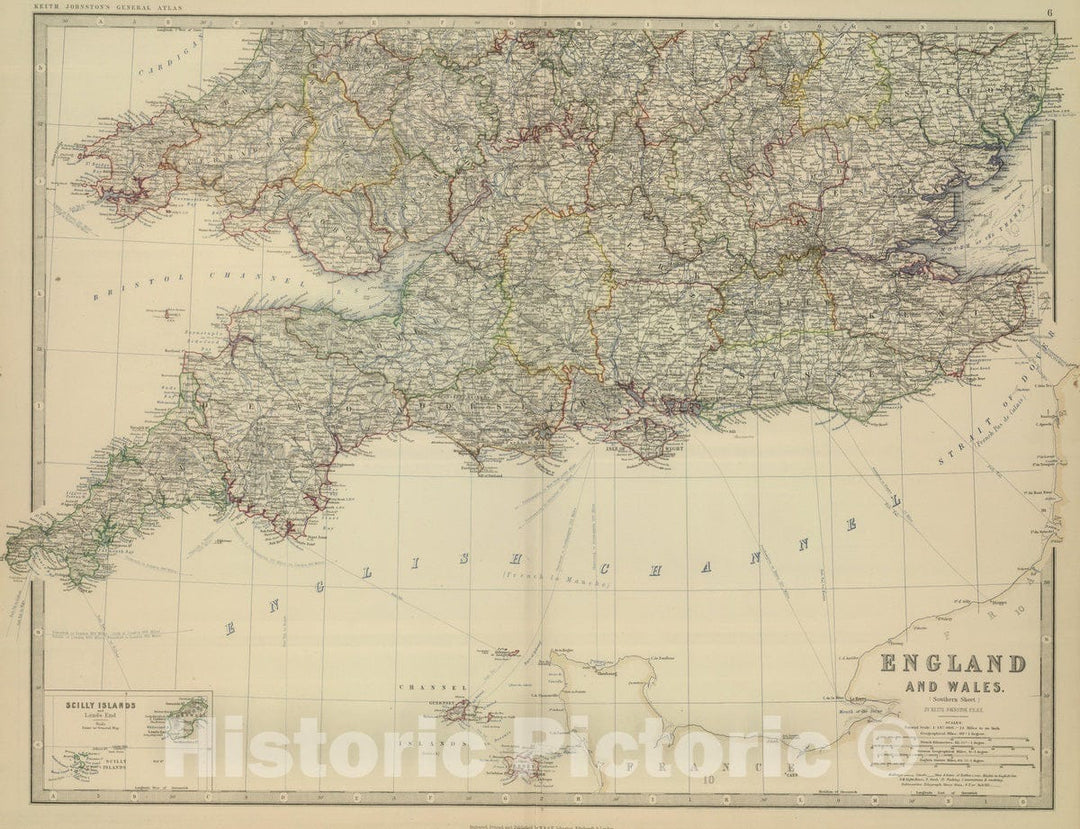 Historic Map : 1879 England and Wales (southern sheet). - Vintage Wall Art