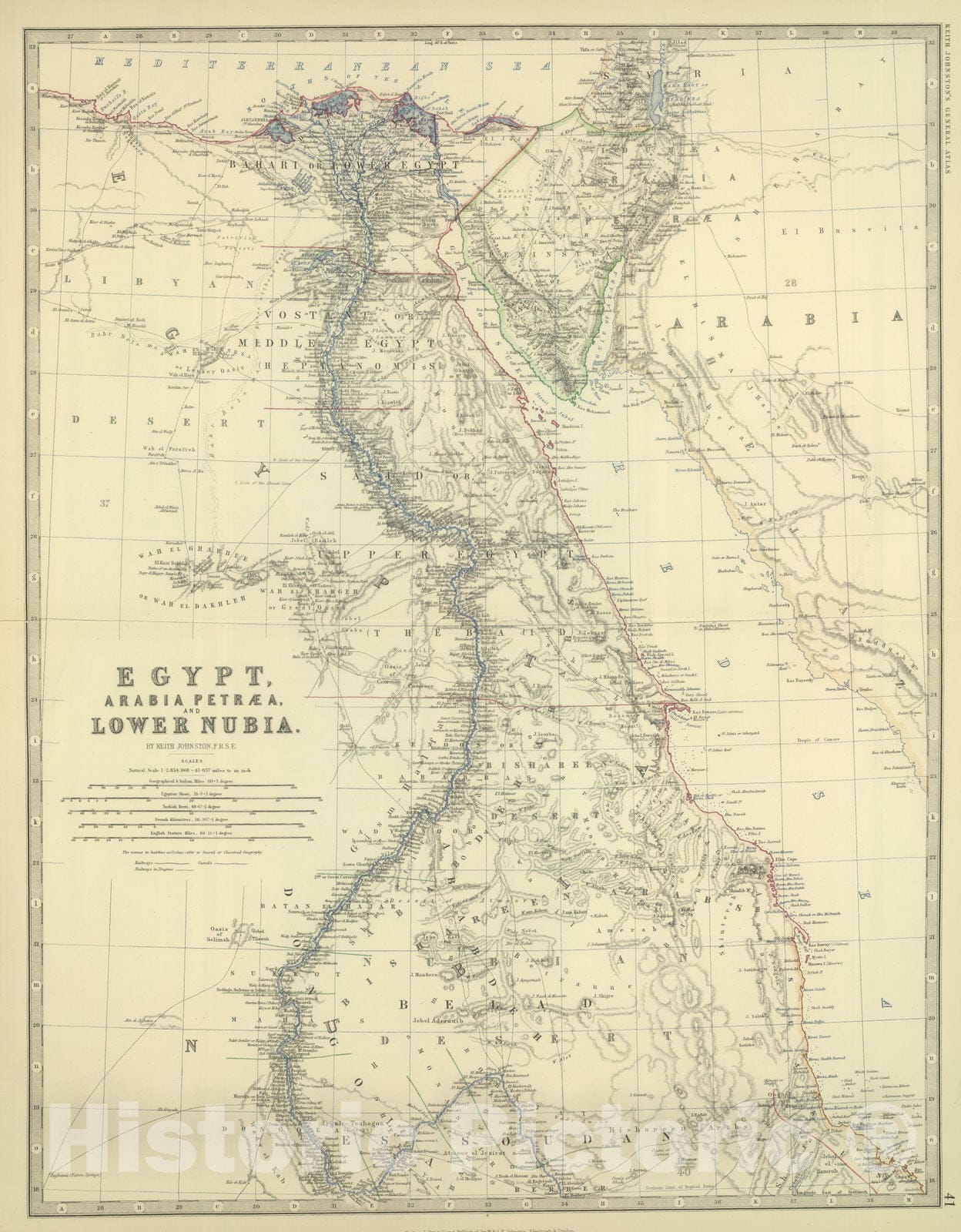 Historic Map : 1879 Egypt, Arabia Petraea, and Lower Nubia. - Vintage Wall Art