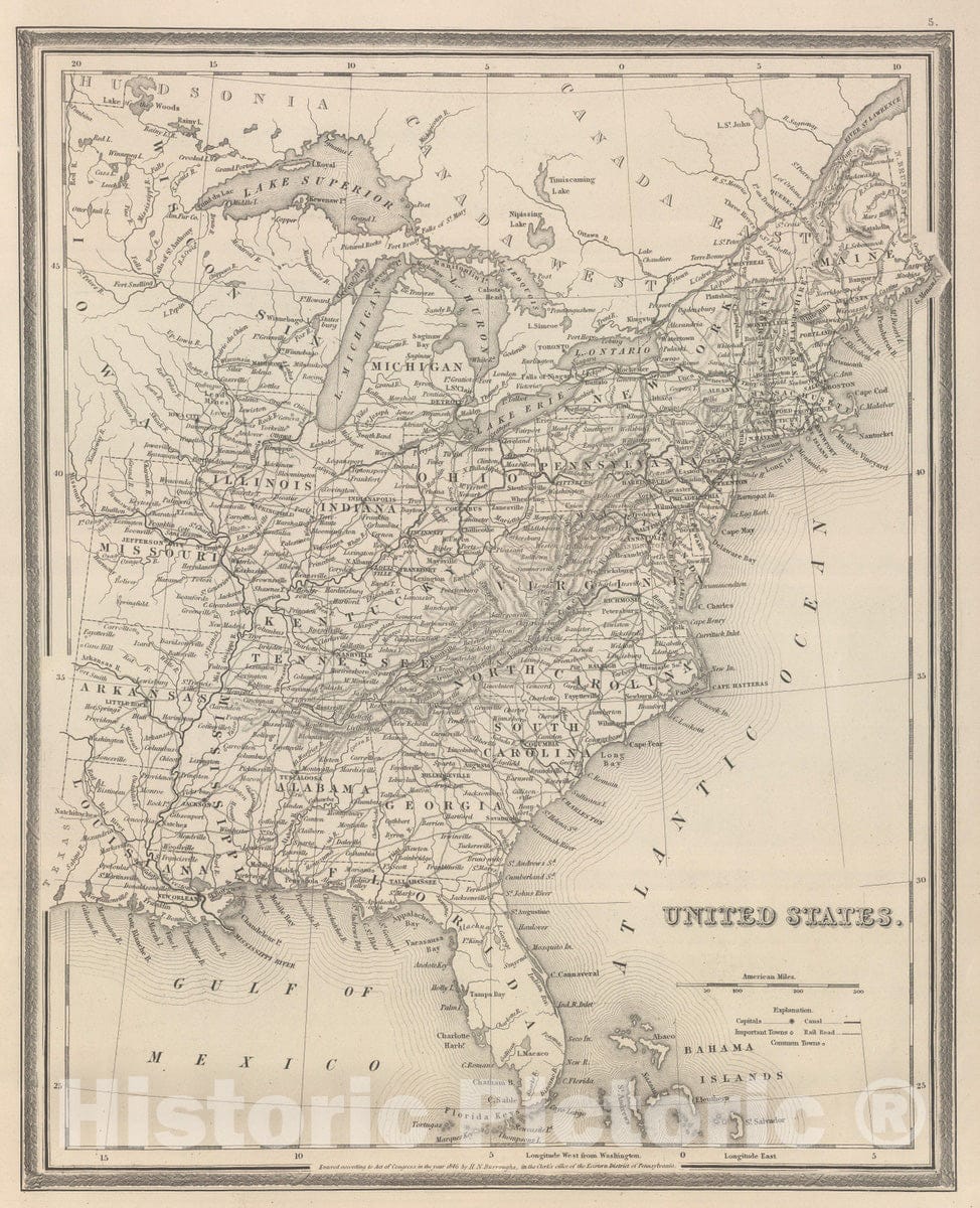 Historic Map : 1848 United States. v2 - Vintage Wall Art