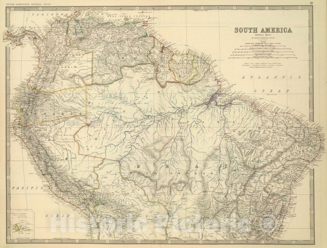 Historic Map : 1879 South America (northern sheet). - Vintage Wall Art