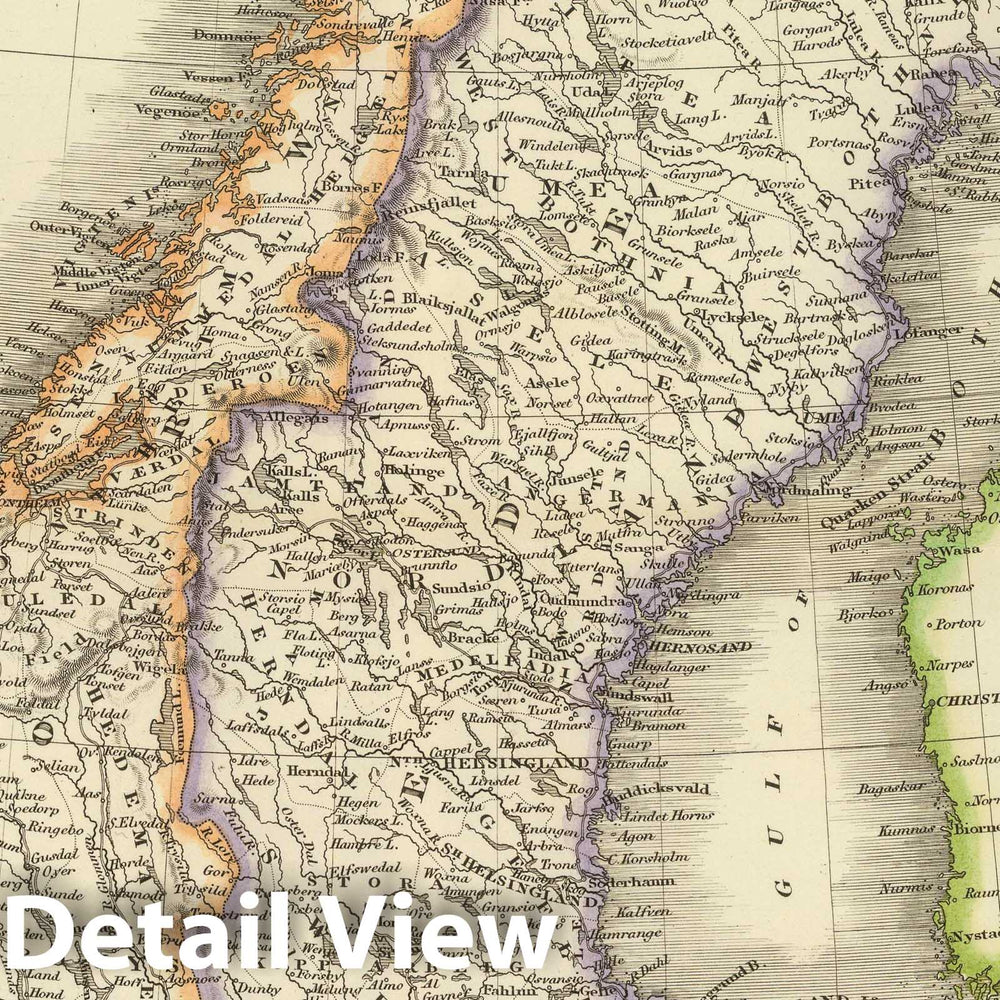 Historic Map : 1844 Sweden and Norway. - Vintage Wall Art