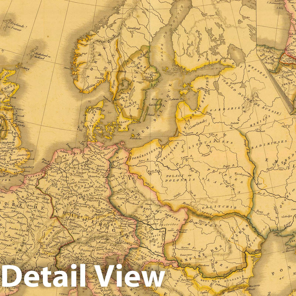 Historic Map : 1826 L'Europe sous l'Empire de Charlemagne. v1 - Vintage Wall Art