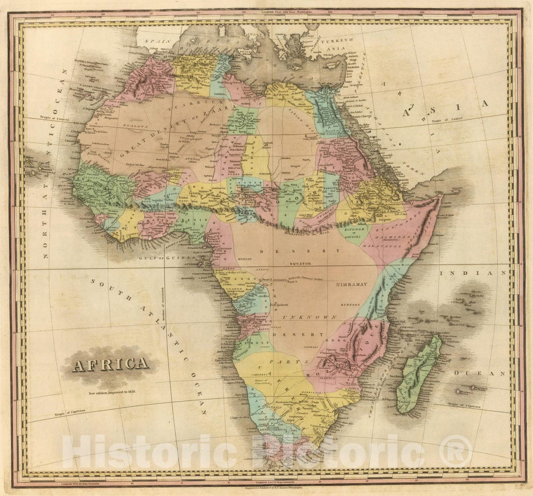 Historic Map : 1828 Map of Africa : Vintage Wall Art