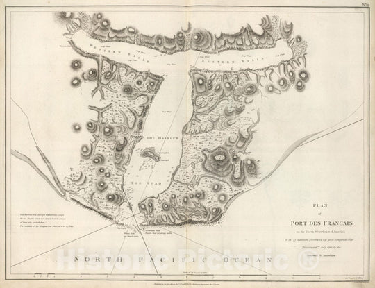 Historic Map : United States, Alaska, Glacier Bay 1799 Port des Francais. , Vintage Wall Art