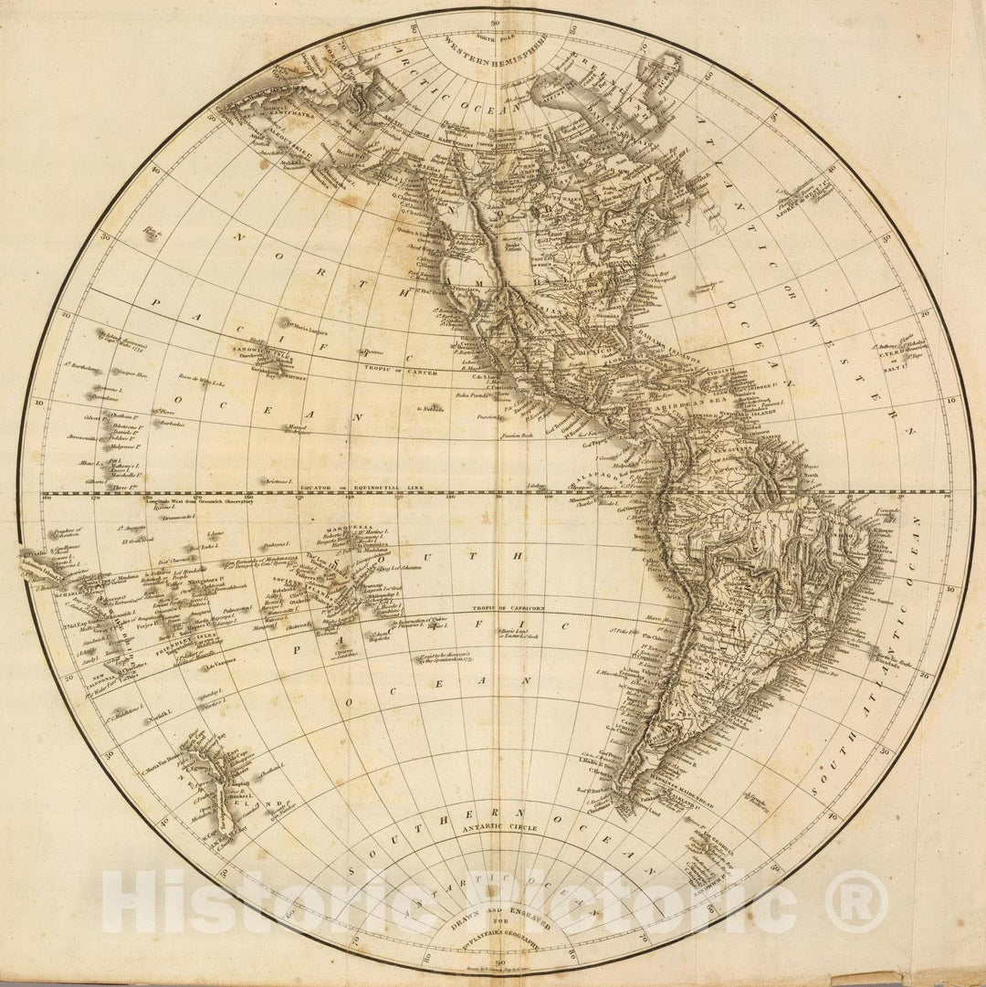 Historic Map : 1814 Western Hemisphere. - Vintage Wall Art