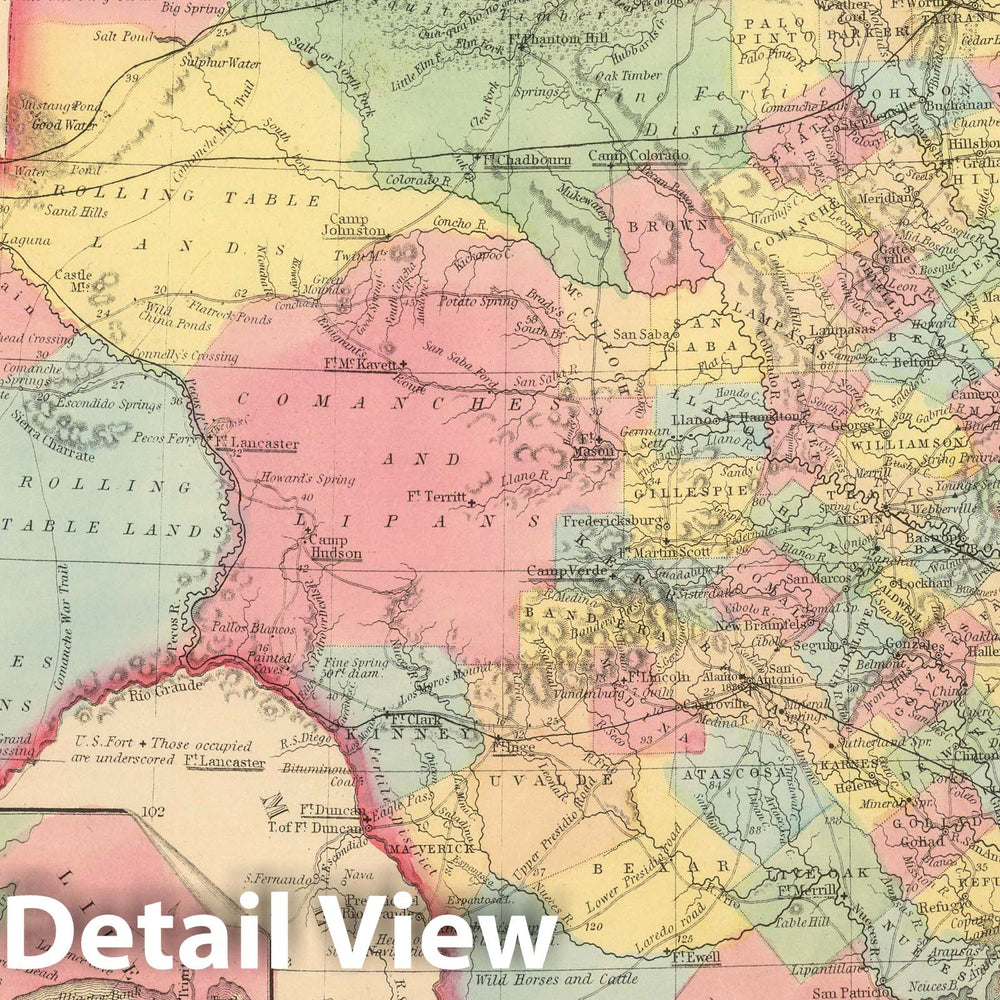 Historic Map : 1859 Texas. - Vintage Wall Art