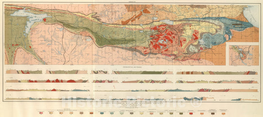 Historic Map : Geologic Atlas - 1896 General Geological Map of the Marquette District. - Vintage Wall Art