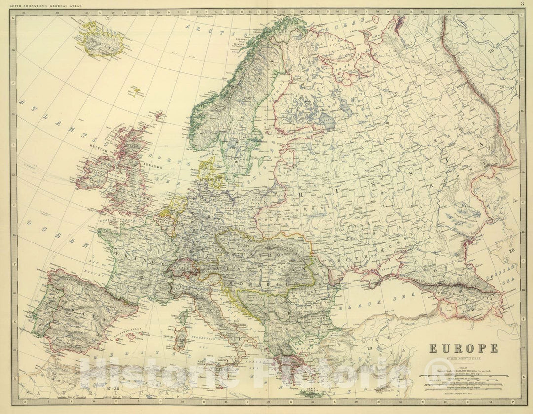 Historic Map : 1879 Europe. - Vintage Wall Art