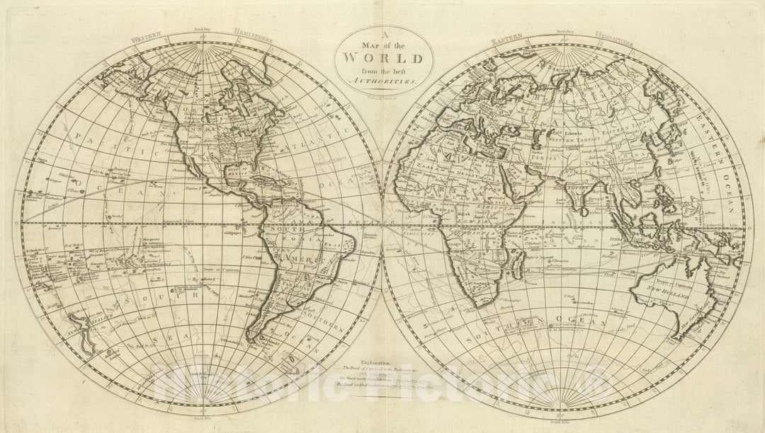 Historic Wall Map : 1824 Map of the World - Vintage Wall Art