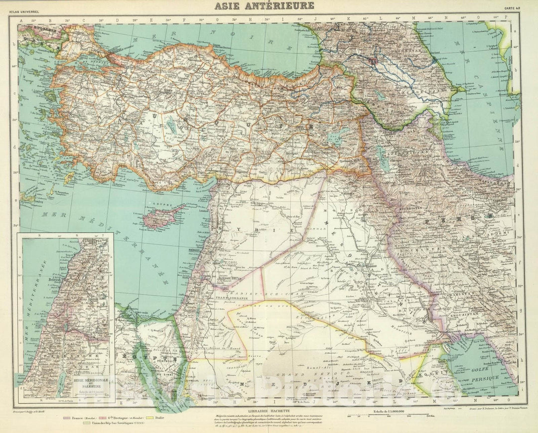 Historic Map : Iraq; Turkey, , Asia 1931 Asie Anterieure. , Vintage Wall Art