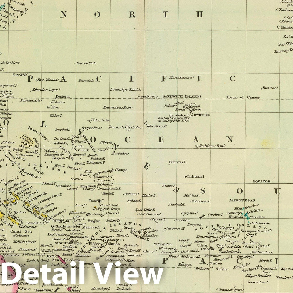 Historic Map : 1844 Pacific Ocean. - Vintage Wall Art