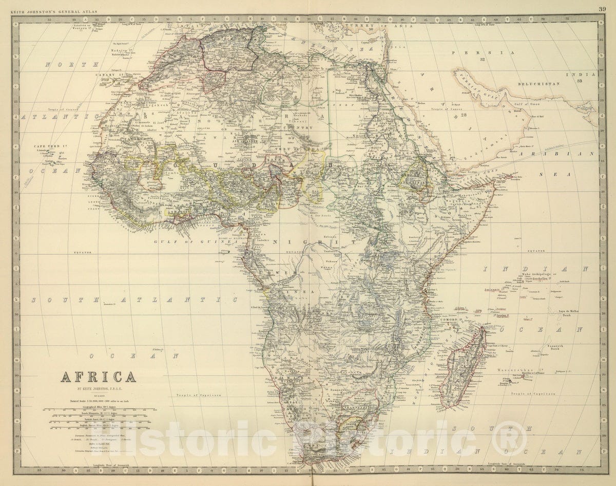 Historic Map : 1879 Africa. v1 - Vintage Wall Art