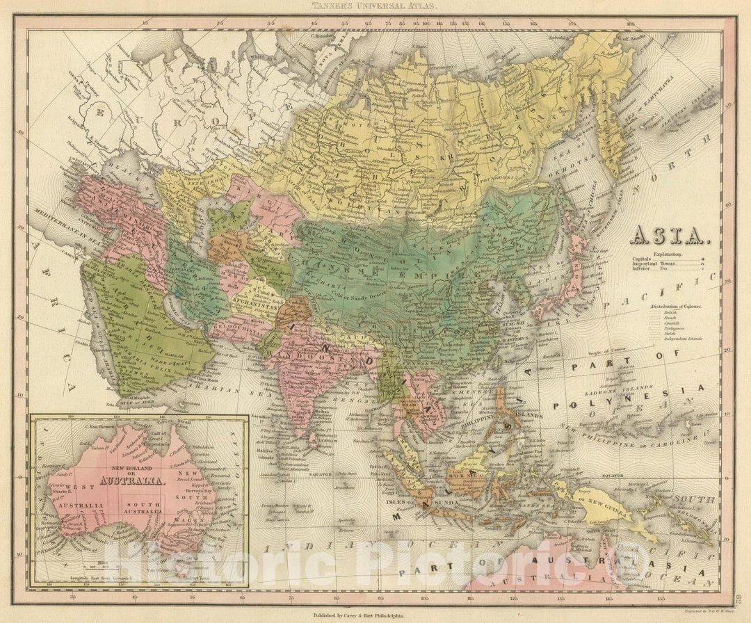 Historic Wall Map : 1845 Asia. v1 - Vintage Wall Art