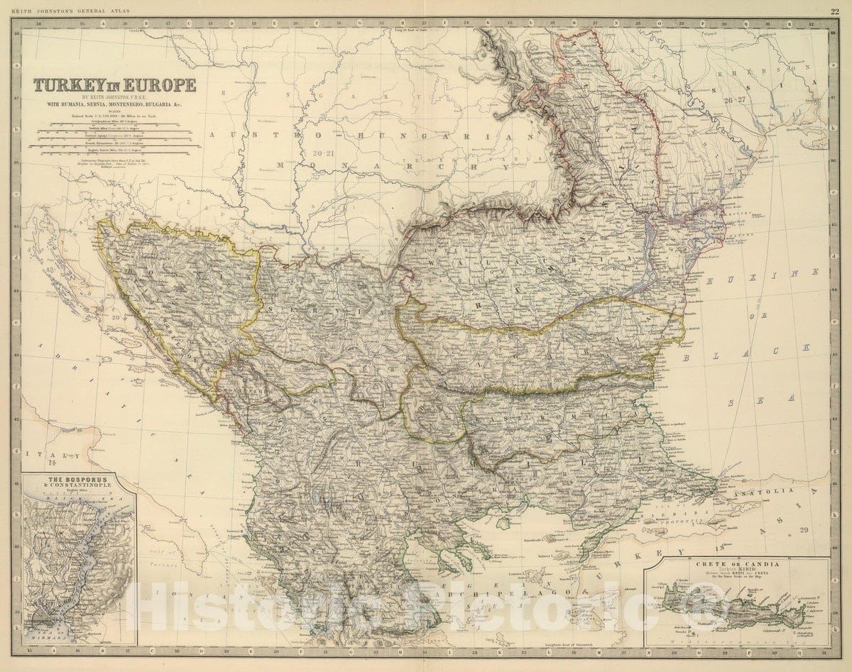 Historic Map : 1879 Turkey In Europe. - Vintage Wall Art