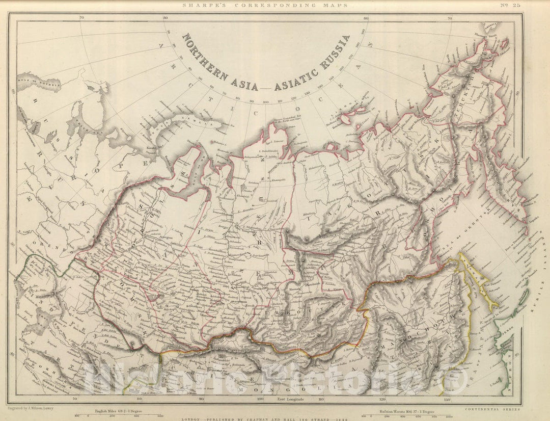 Historic Map : 1848 Northern Asia - Asiatic Russia. - Vintage Wall Art