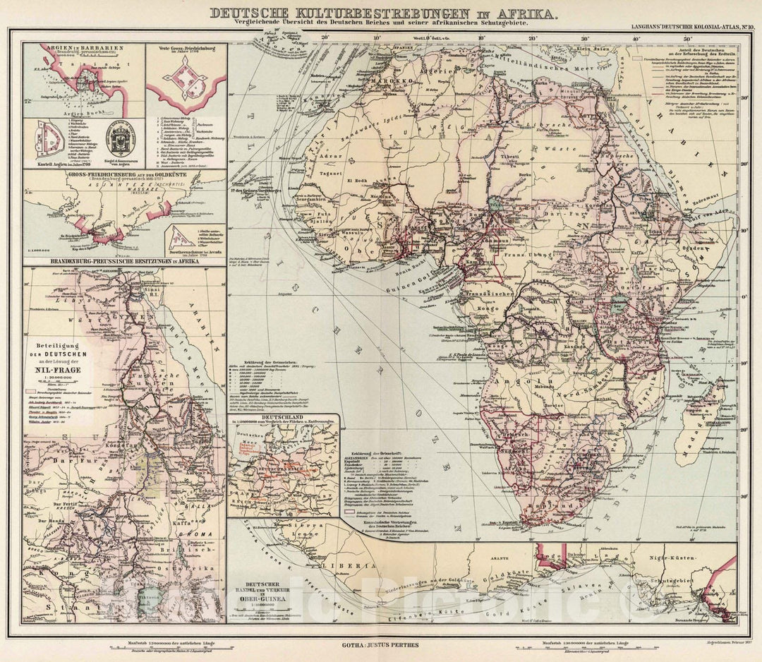 Historic Map : 1897 Nr. 10. Deusche Kulturbestrebungen in Africa. (German cultural efforts in Africa.) - Vintage Wall Art