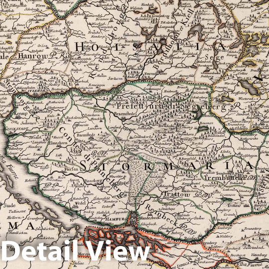 Historic Map : Germany, , Europe 1692 Il ducato d'Holsatia, Il Ducato di Lawenburg, et Il Vescovato di Rsatzaburg , Vintage Wall Art