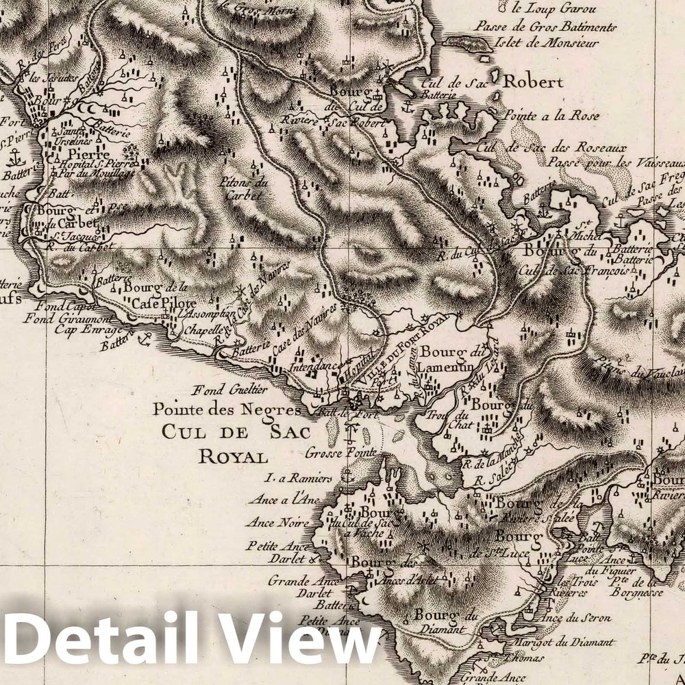 Historic Map : Carte de l'Isle de la Martinique., 1804, Vintage Wall Decor