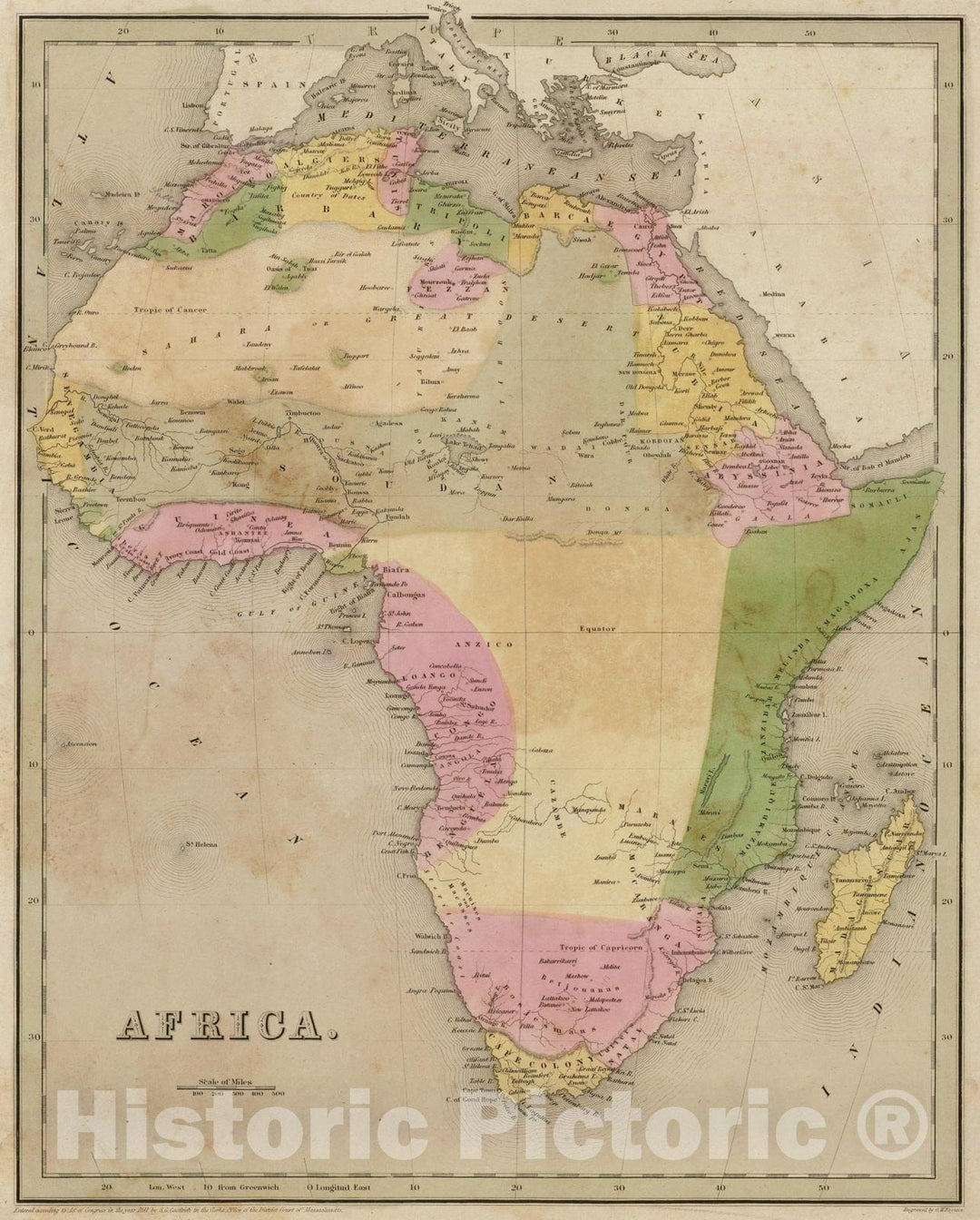 Historic Map : 1841 Africa. v1 - Vintage Wall Art