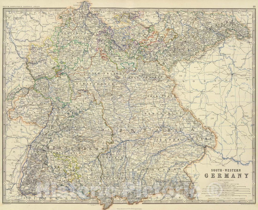 Historic Map : 1861 Germany SW. - Vintage Wall Art