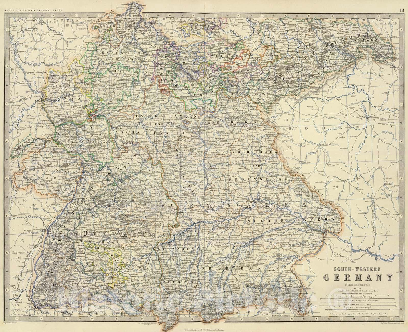 Historic Map : 1861 Germany SW. - Vintage Wall Art