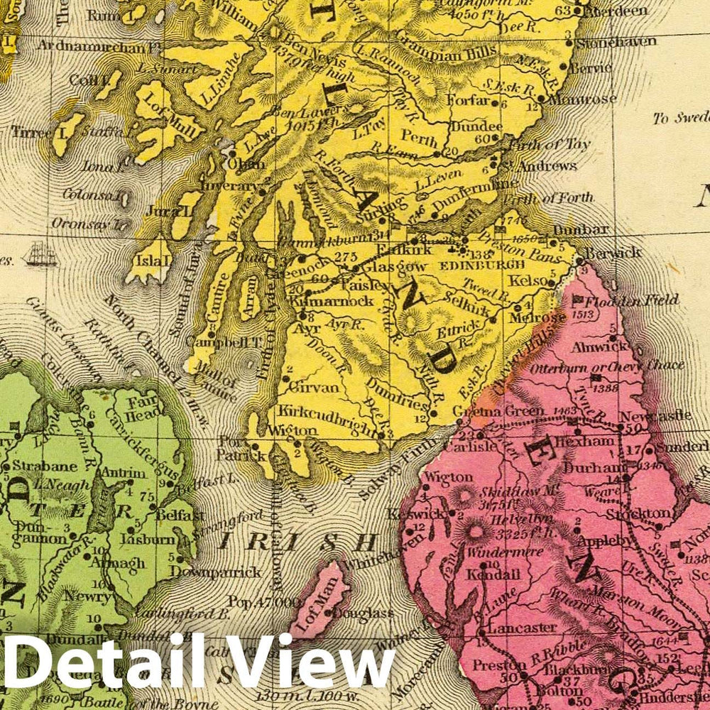 Historic Map : School Atlas - 1847 Gt. Britain, Ireland. - Vintage Wall Art